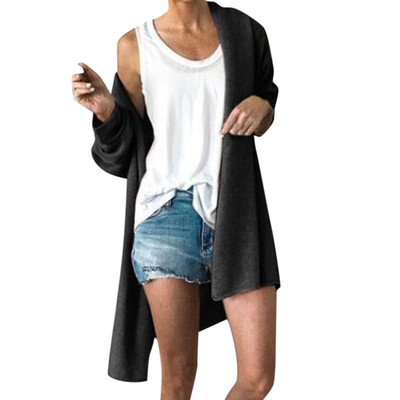 

Toponeto Women Fashion Long Sleeve Solid Color Long Type Kimono Cardigans Outerwear