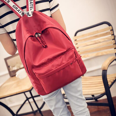 

Tailored Solid Color Nylon Backpack Star Same Couple Student Bag Simple Travel Bag BK