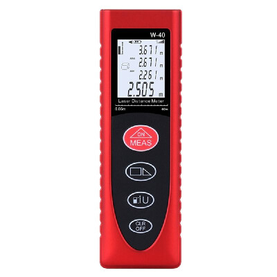 

40m Red Smart Handheld Distance Meter Portable Multifunction Space Measuring Tool with Backlit LCD Rangefinder Measure Distance V