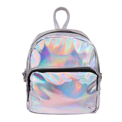 

Women Hologram Laser PU Leather Mini Backpacks Teenage Zipper Shoulder Bags