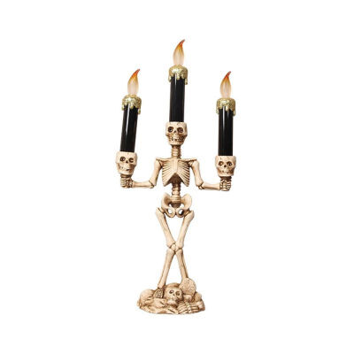 

Flameless Candle Holder Stand LED Candelabra Battery Powered Skeleton Halloween Ornament Halloween Party House Decoration Props