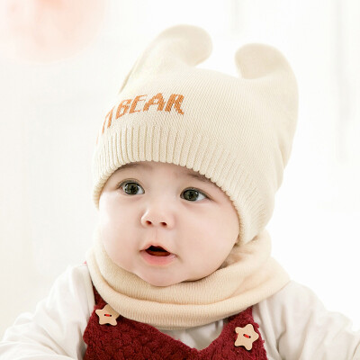 

Fall&Winter 2019 New Kind of Babys Neck Cap Babys Warm Knitted Wool Cap Childrens Bear Cotton Yarn Ear Protector