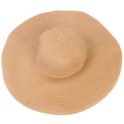 

Elegant Large Brim Pure Color Straw Cap Women Beach Foldable Panama Sun Hat