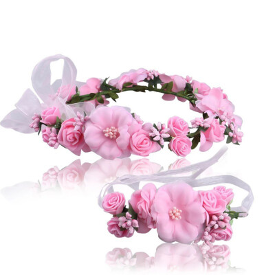 

Fashion Bride Flower Hairband Hair Accessories Wedding Hairband With Flower Bracelet Wristband