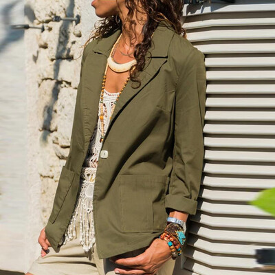 

Tailored Fashion Women Loose Long Sleeve Solid Color Cotton And Linen Cardigan Tops Coat