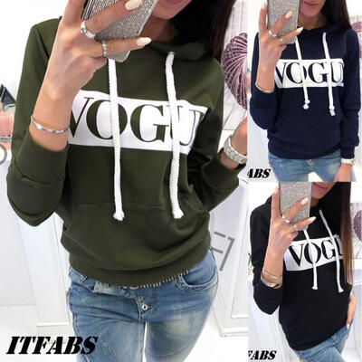 

Women Long Sleeve Hooded Hoodies Casual Tops Autumn Ladies Loose Pullover Jumper