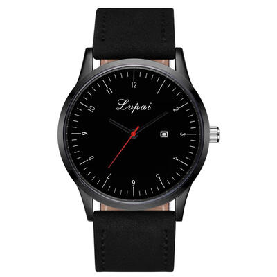 

Lvpai Large Round Dial Quartz Watch Men PU Leather Strap Analog Wristwatch