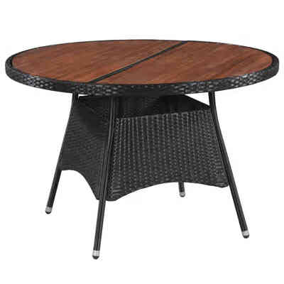 

Outdoor Dining Table Poly Rattan&Solid Acacia Wood 453"x291"