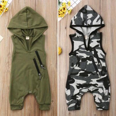 

US Newborn Toddler Baby Boys Hooded Camo Romper Jumpsuit Outfits Clothes 0-24M