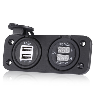 

Double USB 12 - 24V Car Charger LED Display Voltmeter for Boat Marine Vehicle Motorcycle Truck Car