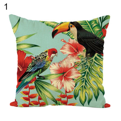 

45x45cm Forest Parrot Throw Pillow Case Cushion Cover Sofa Bed Car Home Decor