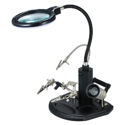 

Magnifier with LED Light 25X 4X LED Light Magnifier Soldering Helping Hand Auxiliary Clamp Alligator Clip Stand for Welding Solde