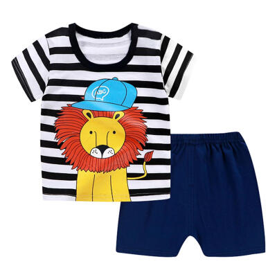 

2pcsset Cartoon Cotton Kids Boys Girls Summer Short Sleeve T-shirt Pants