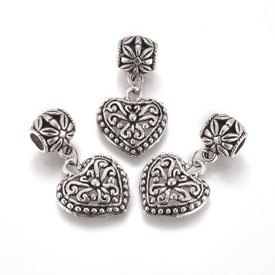 

Alloy European Dangle Beads Large Hole Pendant Heart Antique Silver 35mm Hole 5mm Pendant 205x185x4mm
