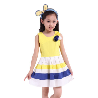 

3-12Y Girl Kids Flower Princess Dress Cotton Summer Sundress One-Piece