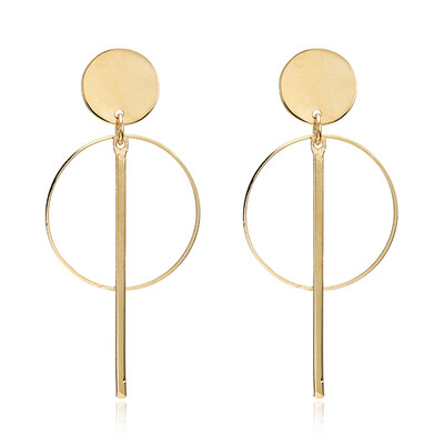 

Simple fashion gold color Silver plated geometric Long Circle earrings for women fashion big hollow drop earrings jewelry