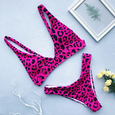 

Roseonmyhand Womens Sexy One Piece Bikini Leopard Swimsuit Patchwork Swimwear Beachwear Set