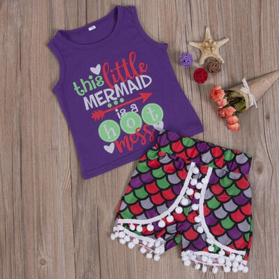 

Hot fashion Infant Kids Baby Girls Clothes Outfits Mermaid T-shirt Tops Pants Shorts Set