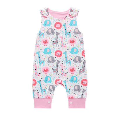 

Cute Round Neck Jumpsuit Kids Sleeveless Bodysuit Girls Animal Print Romper