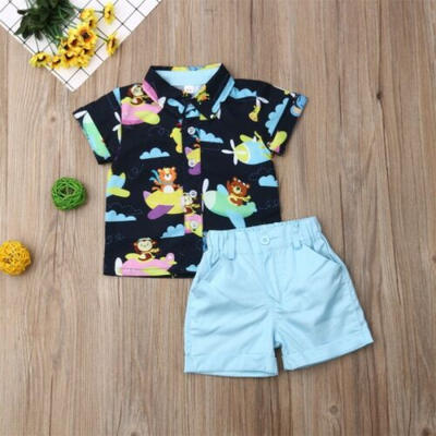

US Baby Boy Toddler Kids T-Shirt Top Shorts Pants 2PCS Outfit Summer Clothes