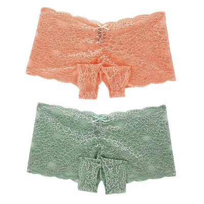 

Toponeto 2PC Sexy Women Lace Lingerie Plus Size Underwear Open Crotch Bowknot Underwear