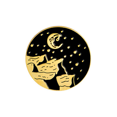 

Dark Moon Star Mountain Hand Badges Gothic Design Enamel Brooches Pins Black New Brooches & Pins