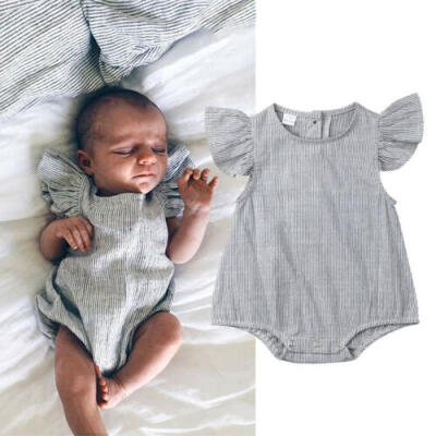 

Cute Newborn Baby Girl Comfy Stripes Romper Jumpsuit Bodysuit Outfit Clothes UK