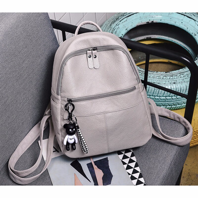

Fashion School Girls Youth Backpacks for Teenage Girls Gray PU Leather Small Daypacks for Travelling Cute Women Bagpack Bags