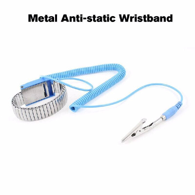 

Metal Antistatic Wristband ESD Grounding Discharge Adjustable Wired Anti-Static Wrist Strap Blue
