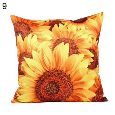 

Sunflower Flower Linen Square Pillow Case Cushion Cover Sofa Bed Car Cafe Decor