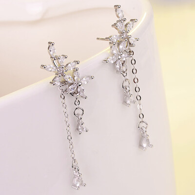 

925 Silver Temperament Long Section Student Ladies Earring