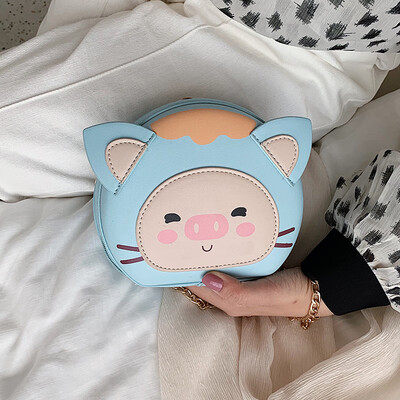 

Cartoon personality net red pig bag female new 2019 tide cute girl chain shoulder messenger bag small round bag