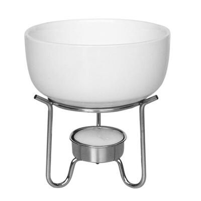 

Portable Pure White Ceramic Cheese Chocolate Melting Pot Hot Pot Set