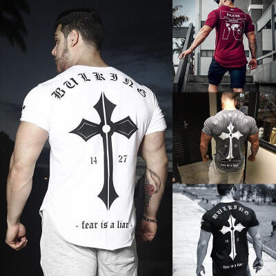 

Men&39s Gym Muscle Bodybuilding Cotton Sport Fit Fitness Casual T-shirt NEW