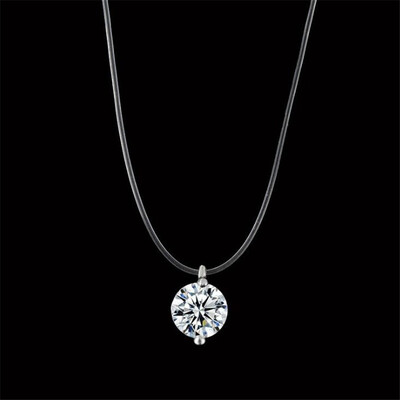 

Transparent Fishing Line Necklace Women Heart Invisible Chain Crystal Rhinestone Choker Dainty Necklace Pendant On Line Collier