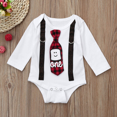 

Xmas Newborn Baby Boy Letter Tie Romper Jumpsuit Christmas Outfits Costume