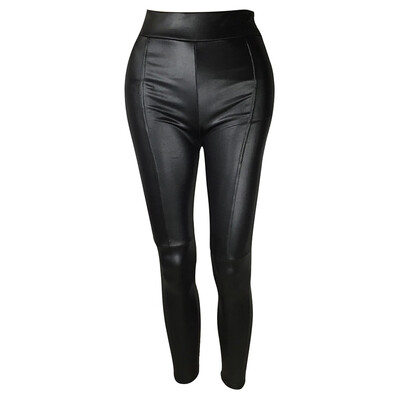 

Tailored Fashion Womens Solid Splice Casual Trousers Sexy Leather Tight Leggings Pants