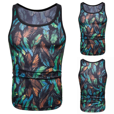 

Toponeto Mens Summer Casual Slim Printed Sleeveless Tank Top T Shirt Top Blouse