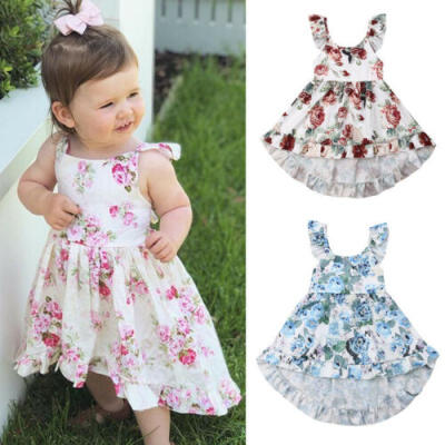 

US Summer Todder Kid Baby Girl Flower Clothes Sleeveless Princess Dress Sundress