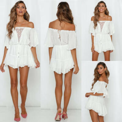 

Summer Women Holiday Mini Playsuit Jumpsuit Rompers Beach Casual Shorts Dress