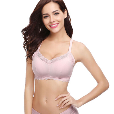 

Toponeto New Women Lace Wireless Bra Sexy Lingerie Three Row Buckle Underwear Sleep Bra