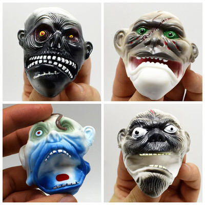 

YIWULANovelty Toys 4 Pieces Horrible Ghost Head Mask Finger Puppet Storytelling Props