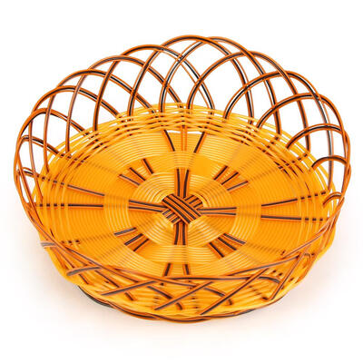 

Simulation Rattan Woven Basket Round Fruit Hollow Storage Box Snack Holder