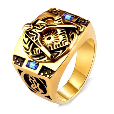 

Design Mens Gold Color Zircon Titanium Steel Men Cool Rhinestone Jewelry Ring
