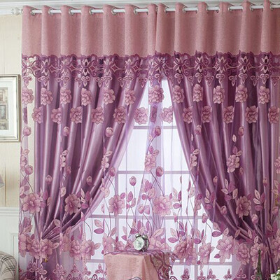 

Floral Tulle Voile Curtain Door Window Drape Panel Sheer Scarf Valance 100X250CM