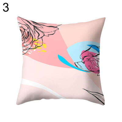 

Flower Color Block Twig Pillow Case Cushion Cover Sofa Bed Car Cafe Office Decor