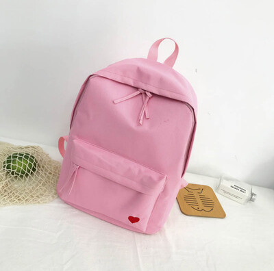 

Fashion Women Solid Color Canvas Capacity Student Backpack Travel Couple Bag