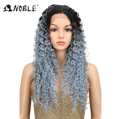 

Noble 30 Inches Synthetic Curly Wigs For Black Women Blonde Brown Colors Long Afro Kinky Curly Hair Middle Part Lace Front Wig