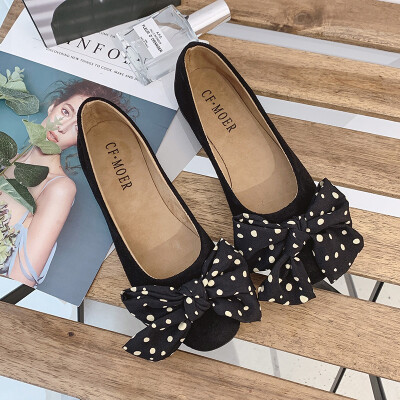 

Summer Korean version of bow-tied square-headed single shoe Red fairy students flat-soled shallow-mouthed ladle shoes