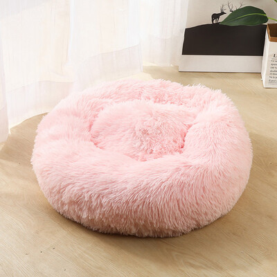 

Gobestart Dog Round Cat Winter Warm Sleeping Bag Long Plush Soft Pet Bed Calming Bed